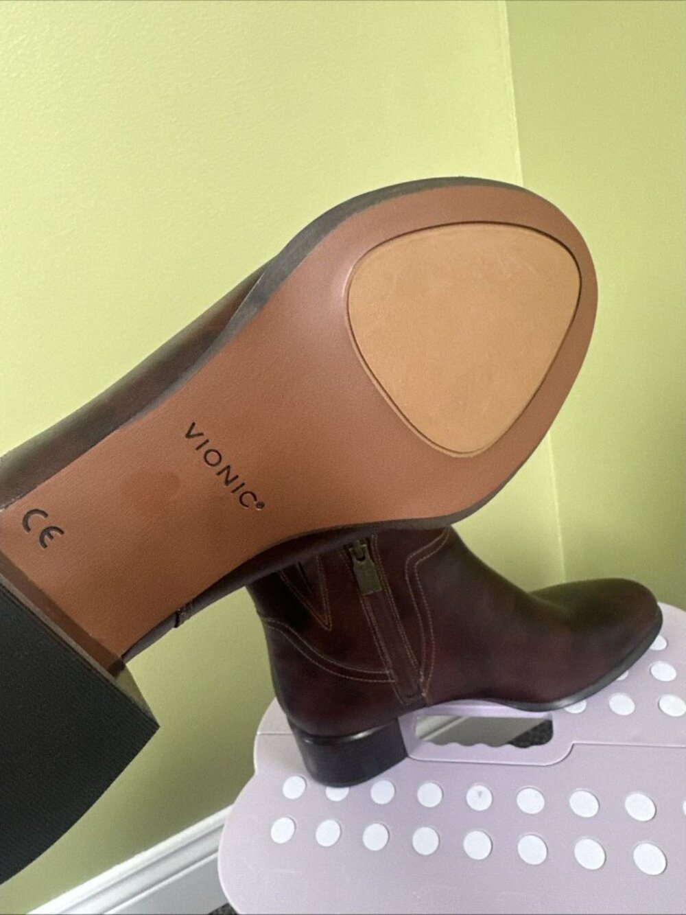 Vionic Kamryn Ankle Boots Brown 7.5 Leather Side Zip - Picture 7 of 8
